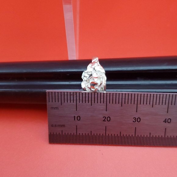 Size 7 925 Sterling Silver Carved Style Flower Nature Ring - Picture 6 of 7